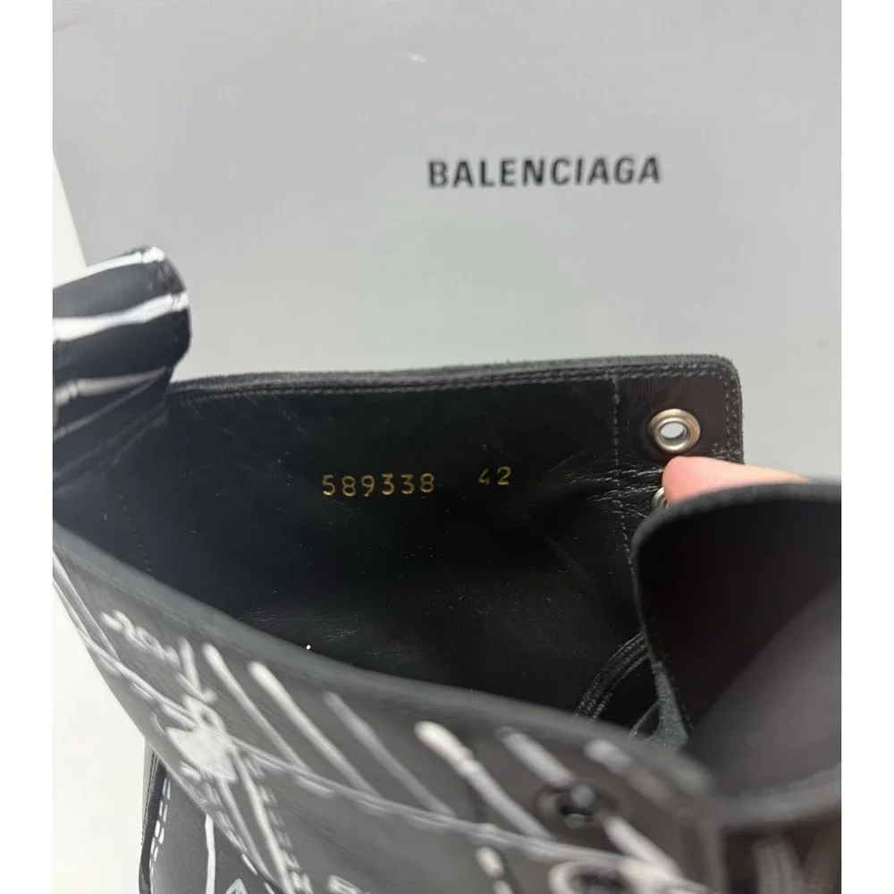 Balenciaga Strike Lace Up Graffiti Boots Size 9 US 42 EU - Picture 7 of 9